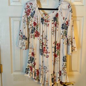 Terra & Sky Floral Print Top - cream, rose, blue